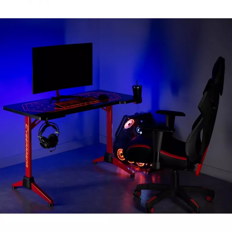 Gaming stalas MACLEAN RS163 RGB LED, didelis stalviršis, maks. apkrova 100 kg, maks. aukštis 760 mm