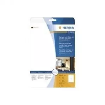 HERMA 8020 skaidrios lipnios etiketės, A4, 25 lapų