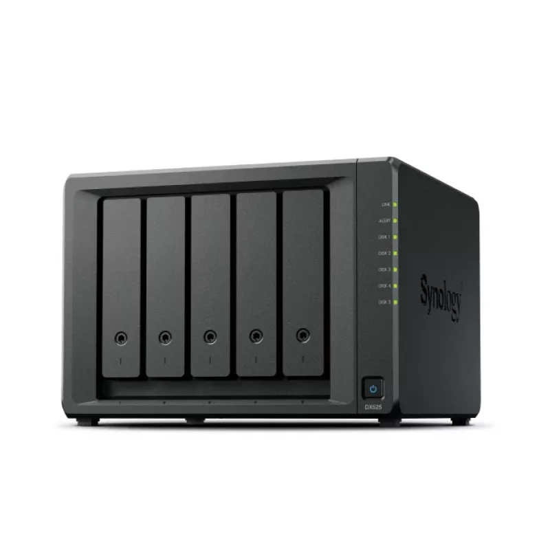 Diskų masyvas Synology DX525 darbalaukio plėtinys 5 lizdai 3,5 colio HDD/SSD, SATA, karštas keitimas, juodas