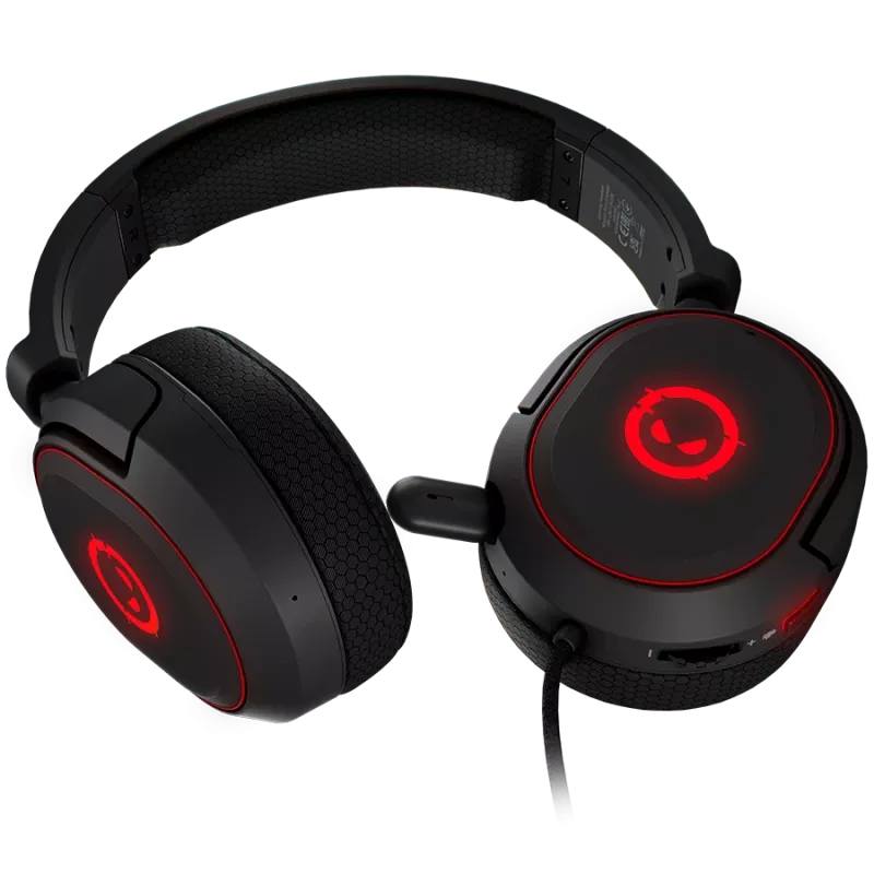 LORGAR Kaya 460, USB žaidimų ausinės su mikrofonu, CM108B, RGB apšvietimas, Plug&Play, USB-A jungiamasis kabelis 2 m, audinio ausinės pagalvėlės, dydis: 192×184,7×88 mm, 0,329 kg, juodos