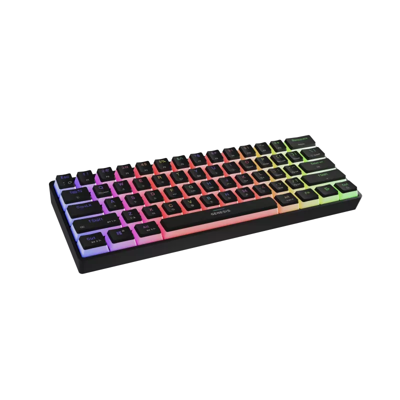 Belaidė mechaninė žaidimų klaviatūra GENESIS THOR 660 G2 US juoda RGB Gateron Brown
