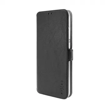 Knyginis dėklas FIXED, skirtas Xiaomi Redmi 14C, juodos spalvos – priekinė ir galinė apsauginė danga