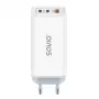 SAVIO LA-07 GaN 65W sieninis įkroviklis, USB, QC4.0+, PD 3.0, Baltas