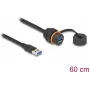 DeLOCK USB kabelis USB Type-A kištukas į lizdą 5 Gbps 60 cm juodas IP68