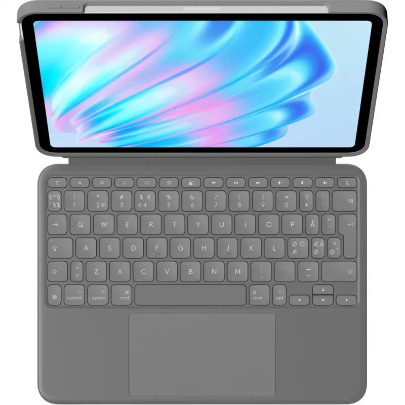Klaviatūros dėklas Logitech Combo Touch QWERTY danų, suomių, norvegų, švedų Smart Connector pilka
