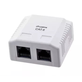 LANBERG OU6-0002-W kištukinis lizdas RJ-45 Cat6 baltas, 2 prievadai, 30×54×57 mm
