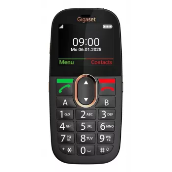Senjorų mobilusis telefonas Gigaset GL695 – 2,31 colio (5,87 cm) ekranas, 240×320, viena SIM, 4G, 2 MP kamera, 1400 mAh, juoda