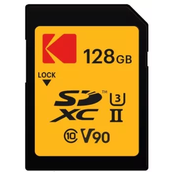 Atminties kortelė Kodak EKMSD128GUHS2V2K SDXC UHS-II 128 GB, skaitymas 300 MB/s, rašymas 270 MB/s, U3 V90, 10 klasė