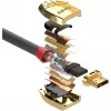 Lindy 37866 standartinis 10 m HDMI kabelis su Ethernet, Gold Line, HDMI–HDMI (kištukas–kištukas), 4K, pilkas