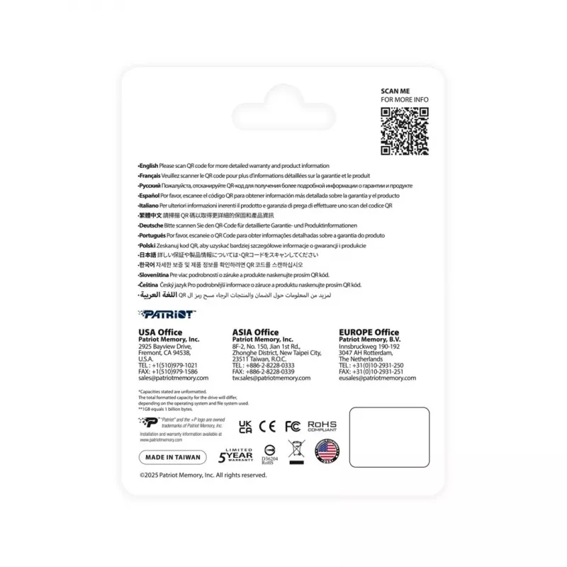 Kietojo kūno diskas PATRIOT P410 1 TB M.2 NVMe, 5 Gbit/s, 1000 GB