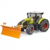Žaislinis traktorius BRUDER Claas Axion 950 su sniego grandinėmis ir sniego valytuvu, mastelinis modelis