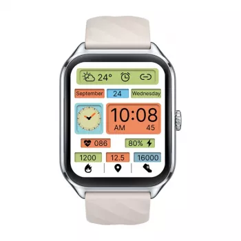 Išmanusis laikrodis Zeblaze GTS 4 – 1,94 col. (4,93 cm) AMOLED 466×466 px, liečiamas ekranas, Wi-Fi, metalinis korpusas, silikoninis dirželis (baltas)