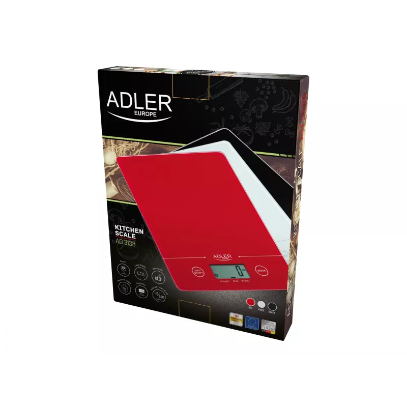 Adler AD 3138 Raudona – elektroninės virtuvinės svarstyklės