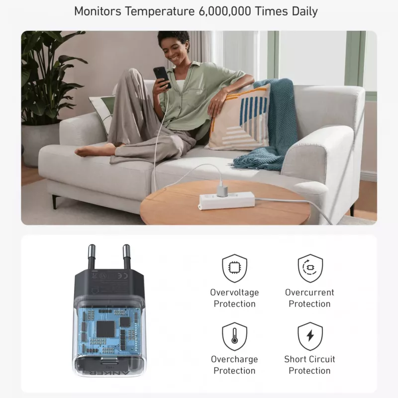 Kroviklis patalpoms Anker 511 Nano A2337G11 — 30 W USB-C, juodas