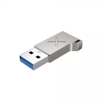 USB lyties keitiklis Unitek A1034NI, sidabrinis, USB 2.0/3.2 Gen1, iki 5 Gbit/s, cinko korpusas, 36×16,7×5,7 mm