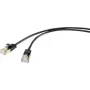 Renkforce RJ45 RF-4538188 tinklo kabelis, jungiamasis kabelis CAT 8.1 F/FTP 1.00 m juodas itin plonas, paauksuoti kištukų kontaktai (RF-4538188)
