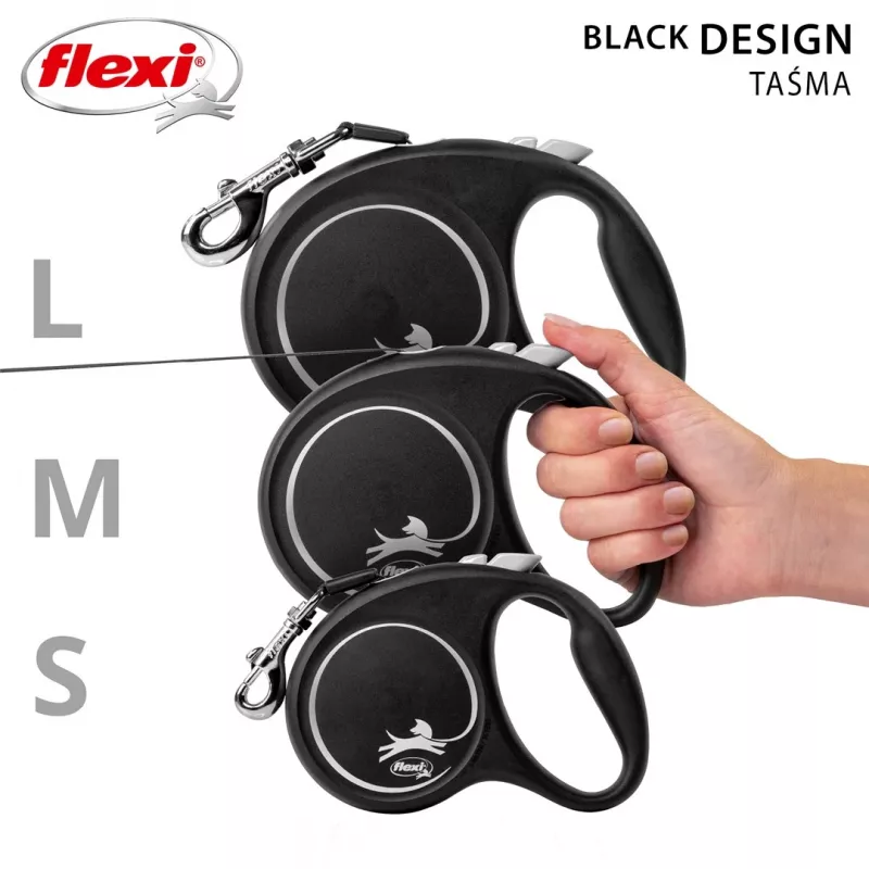 Flexi Black Design L 5 m šunų ištraukiamas pavadėlis