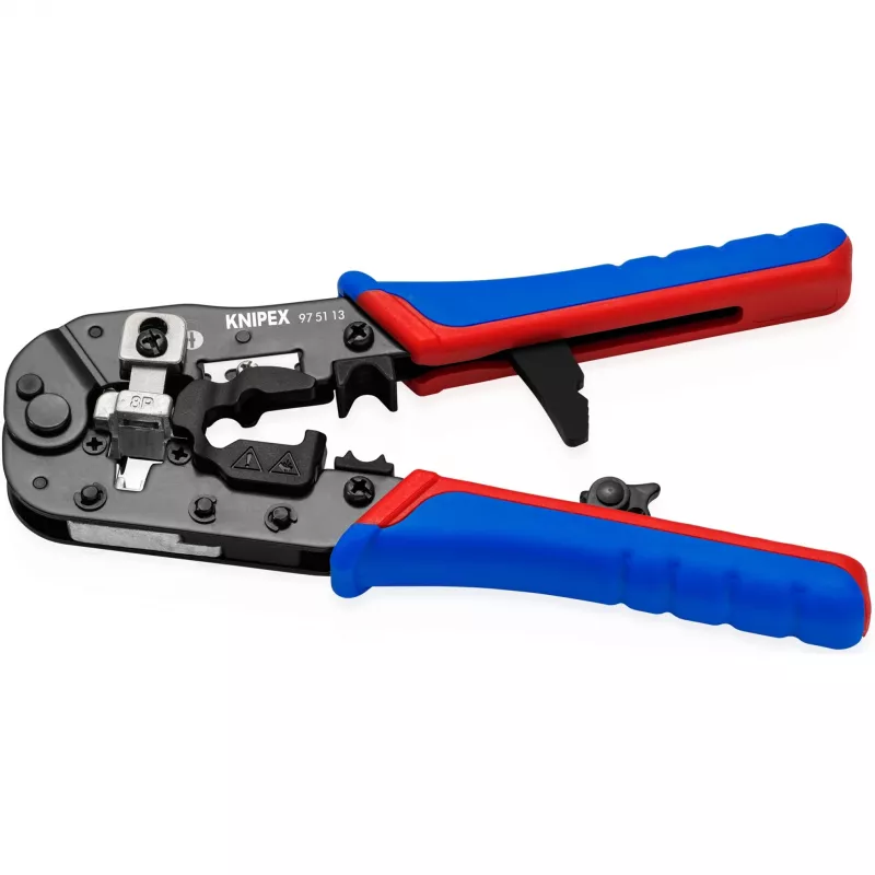 Knipex 97 51 13 kabelių presavimo įrankis, juoda, mėlyna, raudona