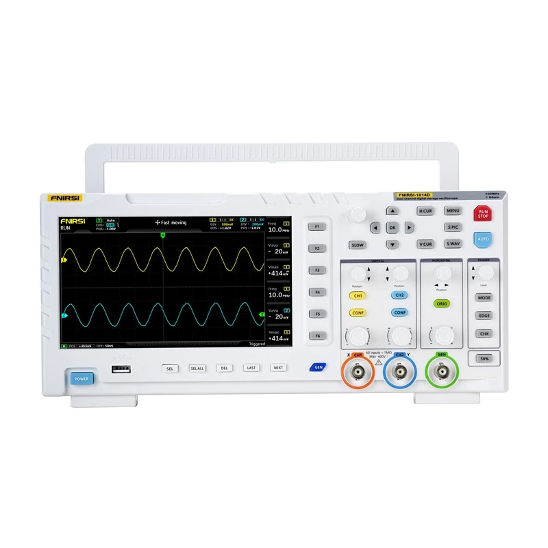 Osciloskopas su signalų generatoriumi Fnirsi 1014D 2-in-1 — 100 MHz dažnių juosta, 1 GS/s atranka