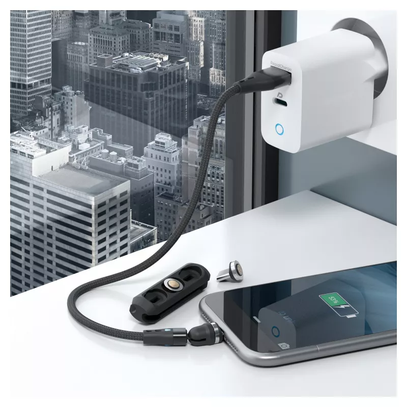 USB laidas RealPower MagneticCharge3 0,2 m USB A juodas greitas įkrovimas