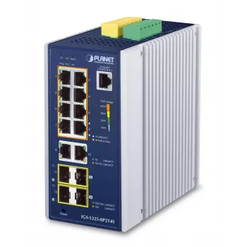 Valdomas jungiklis PLANET IP30 pramoninis L2+/L4 8 prievadų Gigabit Ethernet