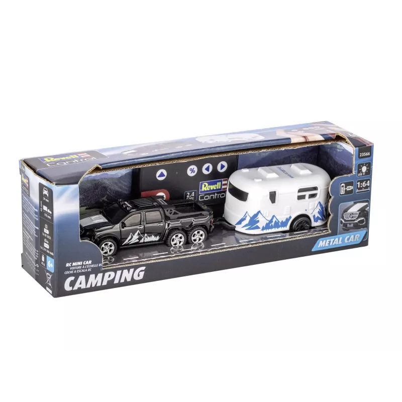 RC automobilis su kemperiu REVELL 23566 – mini nuotoliniu valdymu varomas modelis, maitinamas baterijomis, žaislinė transporto priemonė