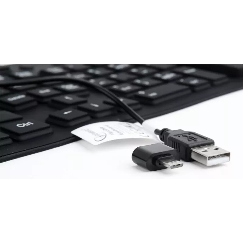 Silicone klaviatūra Gembird KB-109F-B juoda USB+PS/2
