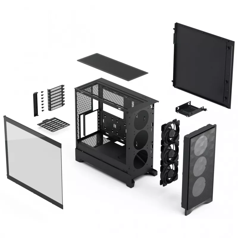 Korpusas Fractal Design Pop 2 Air Black TG Midi Tower — ATX, 3x 120 mm priekiniai ventiliatoriai, palaiko 2,5 colio ir 3,5 colio diskus