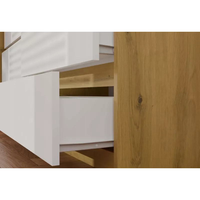 Komoda su 6 stalčiais 120 cm Malwa — Artisan Oak / Balta, medžio drožlių plokštė