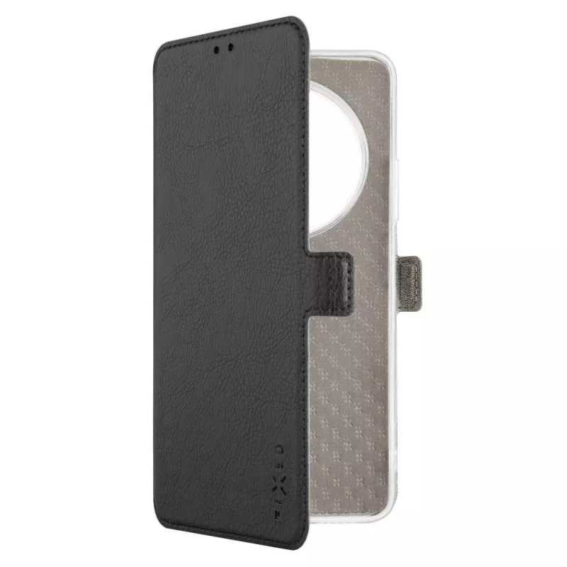 Knyginis dėklas FIXED, skirtas Xiaomi Redmi 14C, juodos spalvos – priekinė ir galinė apsauginė danga