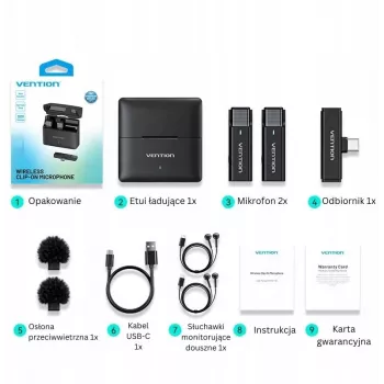 2 vnt. rinkinys Vention USB-C mikrofonų su įkrovimo dėklu
