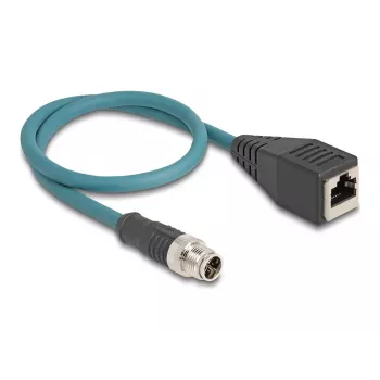 DeLOCK M12 adapterinis kabelis X-koduotas 8 kontaktų kištukas į RJ45 lizdą 50 cm