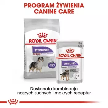 Sausas šunų ėdalas Royal Canin Medium Sterilised Adult 12 kg – sterilizuotiems vidutinių veislių suaugusiems šunims, paukštiena, baltymai 28%, riebalai 13%