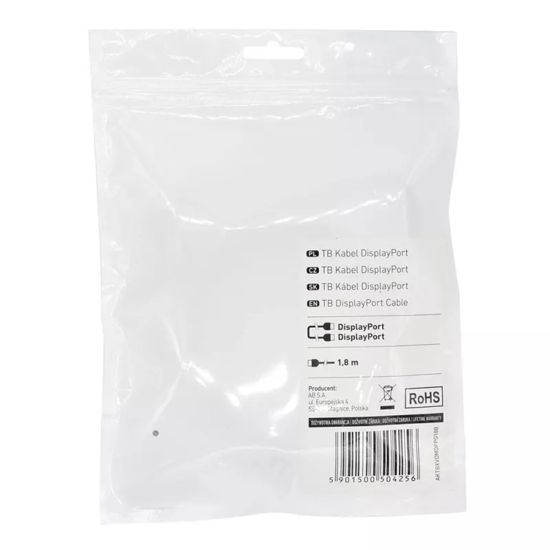 TB DisplayPort kabelis M-M 1,8 m, juodas (AKTBXVDMDPPG18B)