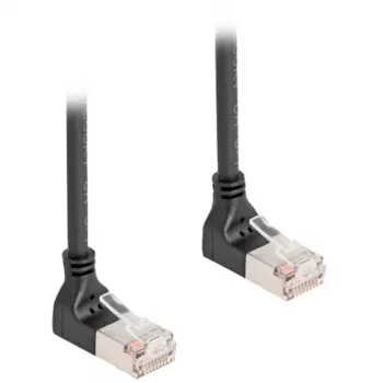 DeLOCK RJ45 Cat.6A S/FTP Slim tinklo kabelis 90° į viršų 0,5 m juodas