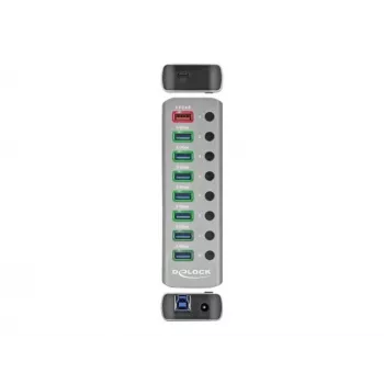 USB Hub Delock 63264, 7x USB-A 3.2 Gen1, USB-C PD 3.0, metalinis korpusas