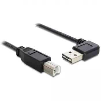 DeLOCK Easy USB kabelis – USB A (M) kairė/dešinė lenktas, reversinis į USB B (M) – USB 2.0 – 50 cm – juodas (85167)