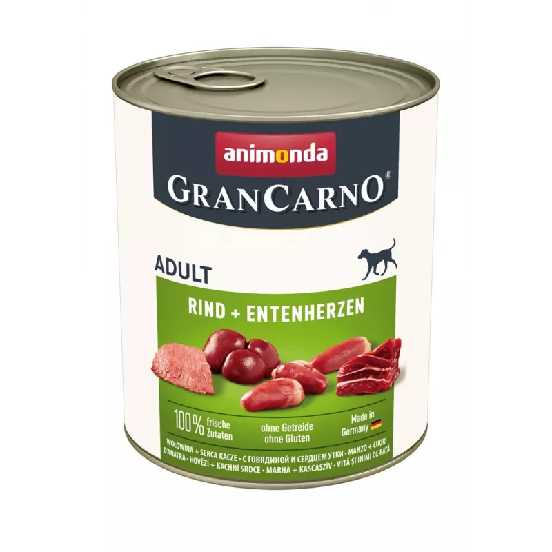 Šunų ėdalo konservai Animonda GranCarno Original Jautiena ir Antis 800 g, suaugusiems, šlapias ėdalas, be glitimo ir sojos