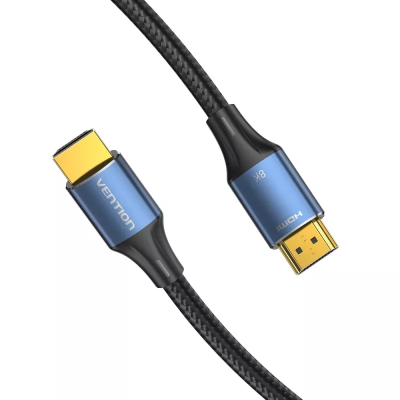 Vention HDMI-A vyriškas-į-vyrišką laidas, medvilninis pynimas, 8K, 5 m, mėlynas, aliuminio lydinio tipas