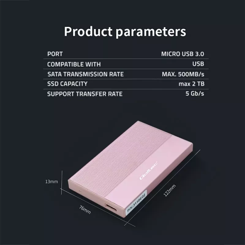 Korpusas 2,5 colių SATA HDD/SSD diskui, USB 3.0, 2TB
