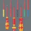 Wera 05006600001 Kraftform Kompakt VDE 7 Universal 1 Tool Finder atsuktuvų rinkinys, 7 dalys, 817 VDE rankena antgaliams + 6 keičiamos VDE mentelės, IEC 60900, su diržo dėklu