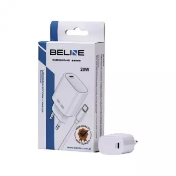 BELINE 20W USB-C įkroviklis su USB-C laidu, baltas