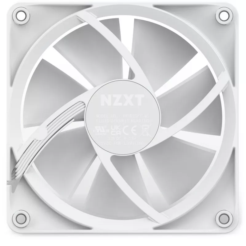 NZXT F120 RGB 120 mm korpuso ventiliatorius Baltas, 4 kontaktų, 1800 RPM, 50.18 CFM, 18 LED