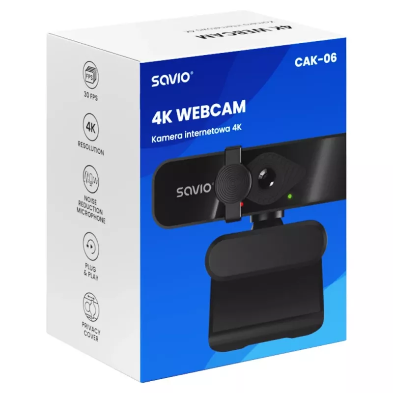 Savio CAK-06 internetinė kamera 3840 x 2160 pikselių USB juoda