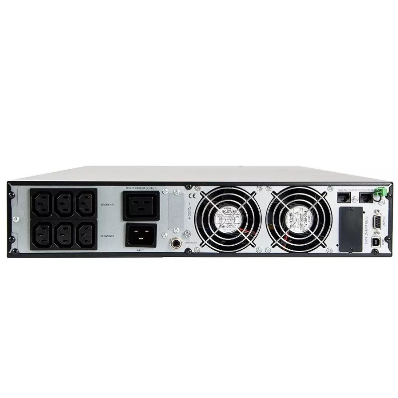 Nepertraukiamo maitinimo šaltinis Green Cell UPS15 — Online dvigubo keitimo 3 kVA (2700 W), 6 AC lizdų, gryno sinuso, LCD, bokštas, 6×12V/9Ah baterijos