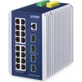 Valdomas jungiklis PLANET IP30 pramoninis L3 16 prievadų Gigabit Ethernet