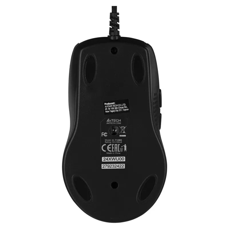 A4 Tech X-710 žaidimų pelė su slinkimo ratuku, laidas, USB, 2000 DPI, juoda