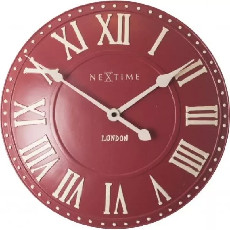 NeXtime laikrodis 3083ro London Roman, Ø34.5 cm, sieninis, raudonas/baltas
