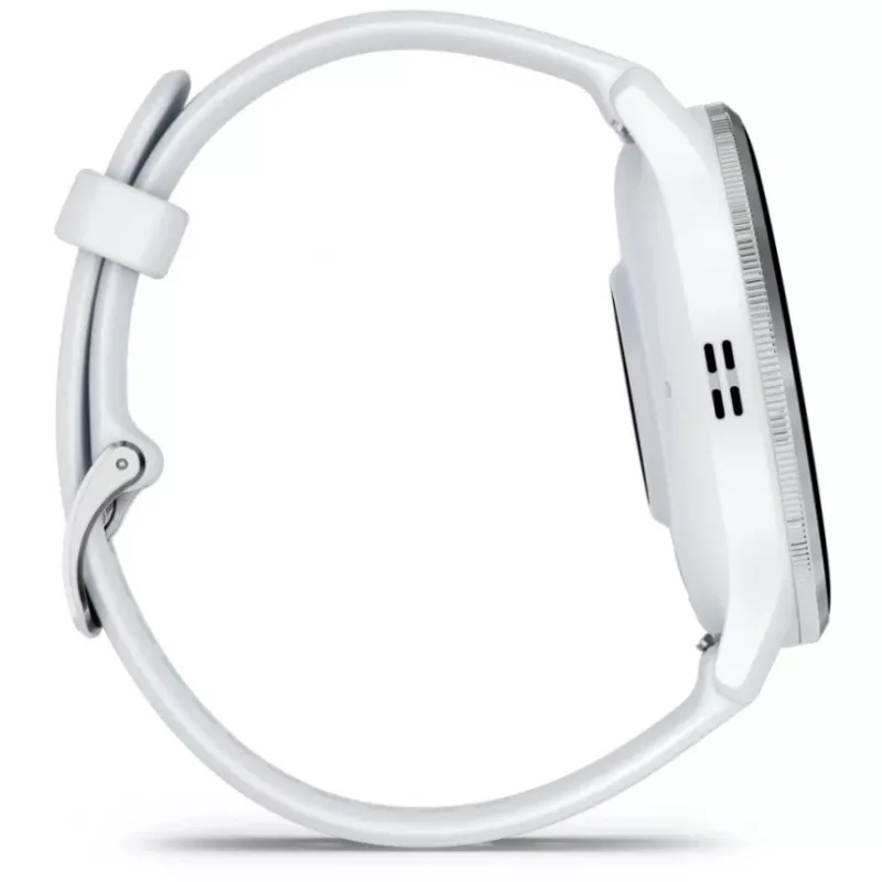 Išmanusis laikrodis GARMIN Venu 3 — 1,4 colių AMOLED, 45 mm korpusas, GPS, Wi‑Fi, 8 GB, sidabrinis/baltas, silikoninis dirželis