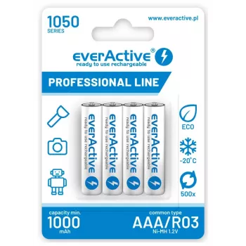 Įkraunama AAA NiMH baterijų baterija everActive EVHRL03-1050 1,2 V – 4 vnt., 1050 mAh